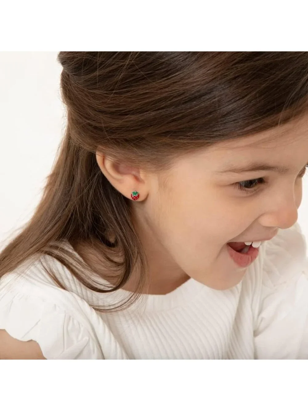 Strawberry Stud Earrings for Kids - 925 Sterling Silver, Secure Screw Backs